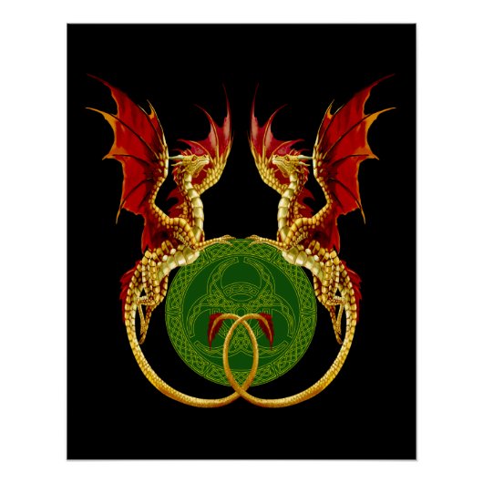 Celtic Crescent Moon and Dragons Poster (Vorderseite)
