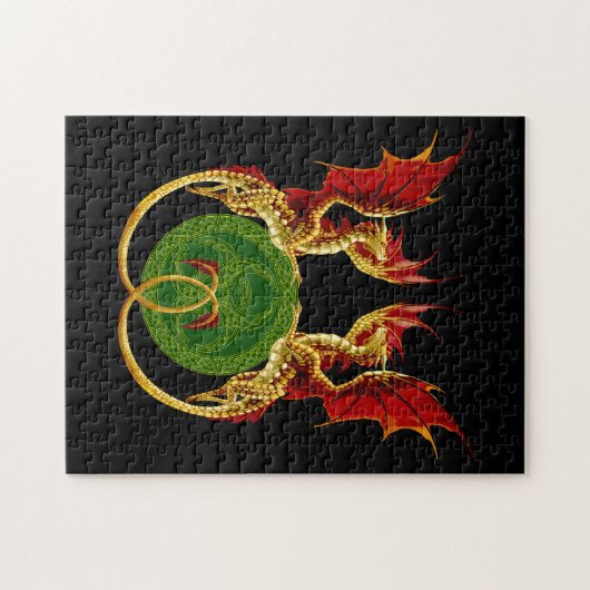 Celtic Crescent Moon and Dragons Puzzle (Horizontal)