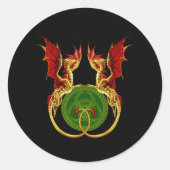Celtic Crescent Moon and Dragons Runder Aufkleber (Vorderseite)