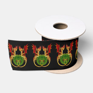Celtic Crescent Moon and Dragons Satinband