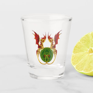 Celtic Crescent Moon and Dragons Schnapsglas