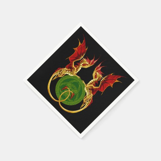 Celtic Crescent Moon and Dragons Serviette (Ecke)