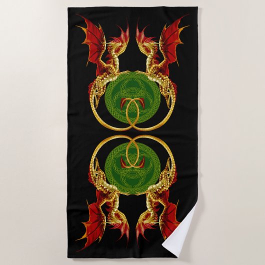 Celtic Crescent Moon and Dragons Strandtuch (Vorderseite)