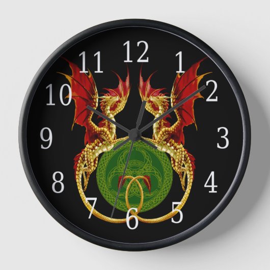 Celtic Crescent Moon and Dragons Uhr (Vorderseite)