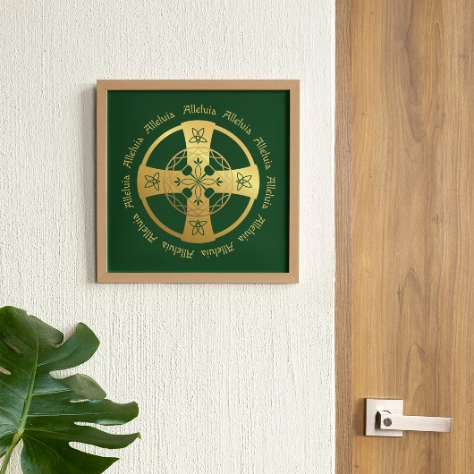 Celtic Cross Alleluia Gold für grüne Printwerbung Poster