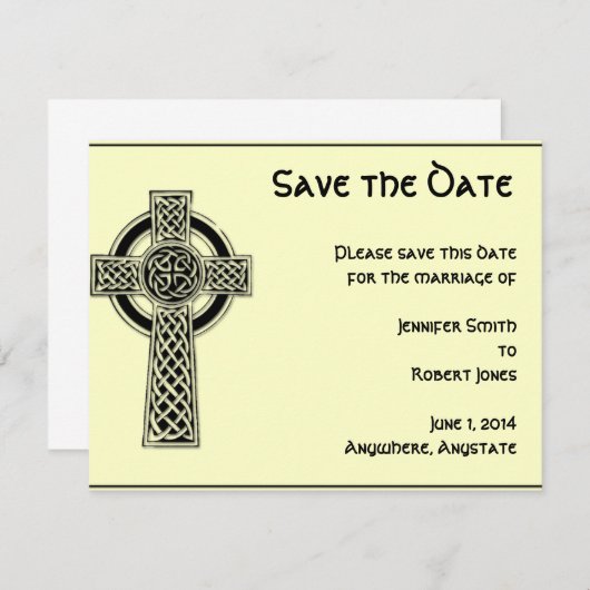 Celtic Cross Black und Mythic Ivory Save the Date (Vorne/Hinten)