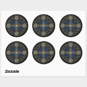 Celtic Cross Blue Runder Aufkleber (Blatt)