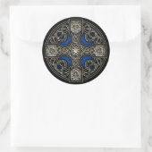 Celtic Cross Blue Runder Aufkleber (Tasche)