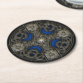 Celtic Cross Blue Runder Pappuntersetzer (Angewinkelt)