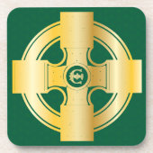 Celtic Cross Celtic Knot Letter E Monogram Getränkeuntersetzer (Vorderseite)