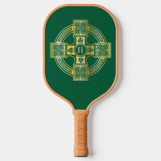 Celtic Cross Celtic Knot Letter R Monogram Pickleball Schläger (Vorderseite)