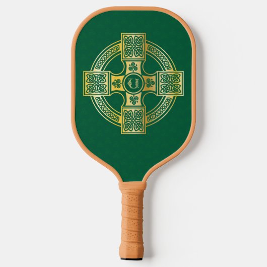 Celtic Cross Celtic Knot Letter U Monogram Pickleball Schläger (Rückseite)