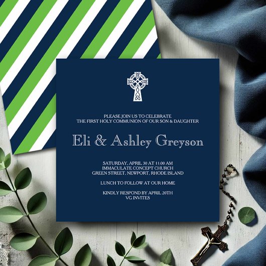 Celtic Cross Einladung - Twins Erste Kommune