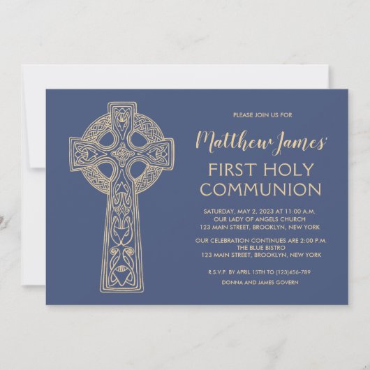 Celtic Cross First Communitation Einladung für Jun (Vorderseite)