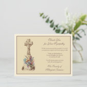 Celtic Cross Floral Beerdigung Condolence Beileid Dankeskarte (Stehend Vorderseite)
