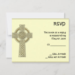 Celtic Cross Gold und Mythic Ivory Response Card RSVP Karte