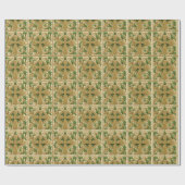 Celtic Cross Green Gold Carved Look Wrapping Paper Geschenkpapier (Flach)