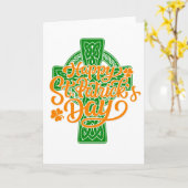 Celtic Cross - Happy St. Patrick's Day Karte (Gelbe Blume)