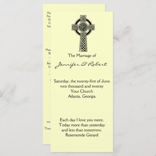 Celtic Cross in Black and Ivory Wedding Programm (Vorne/Hinten)