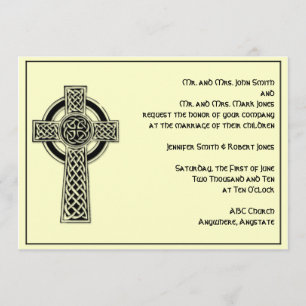 Celtic Cross in Black Ivory Hochzeit Einladung