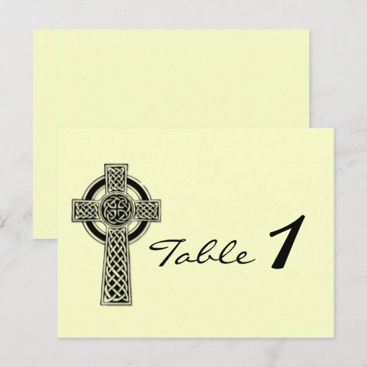 Celtic Cross in Black Ivory Wedding Tischnummer (Vorne/Hinten)