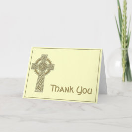 Celtic Cross in Gold and Mythic Ivory Thank You Dankeskarte