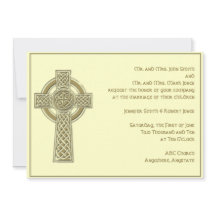 Celtic Cross in Gold Ivory Hochzeit Einladung