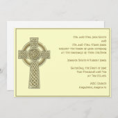 Celtic Cross in Gold Ivory Hochzeit Einladung (Vorne/Hinten)