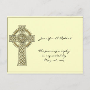 Celtic Cross in Gold Ivory UAWG Postcard Einladungspostkarte