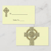 Celtic Cross in Gold Ivory Wedding Platzkarten (Vorne/Hinten)