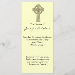 Celtic Cross in Gold und Elfenbeinheirat Programm