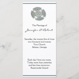 Celtic Cross in Silver and White Wedding Programm