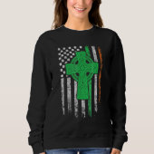 Celtic Cross Irish American Flag St Patrick's Day Sweatshirt (Vorderseite)