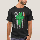 Celtic Cross Irish American Flag St Patrick's Day T-Shirt (Vorderseite)