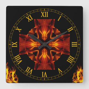 Celtic Cross~Out of the Crucible~Four Evangelist~ Quadratische Wanduhr