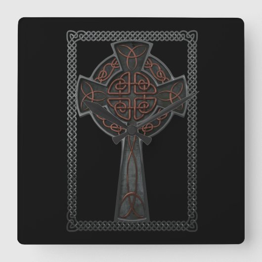 Celtic Cross Quadratische Wanduhr (Vorderseite)