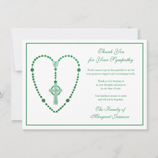 Celtic Cross Rosary Beerdigung Beileid Vielen Dank Dankeskarte (Vorderseite)