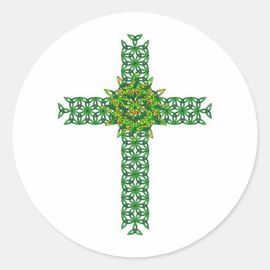 Celtic Cross Runder Aufkleber (Vorderseite)