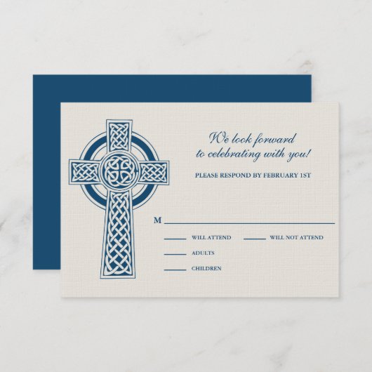 Celtic Cross RVSP Card RSVP Karte (Vorne/Hinten)