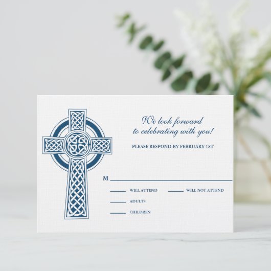 Celtic Cross RVSP Card RSVP Karte (Stehend Vorderseite)