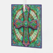 Celtic Cross Style Suncatcher gestaltetes Glas Des Ornament Aus Glas (Vorderseite links)