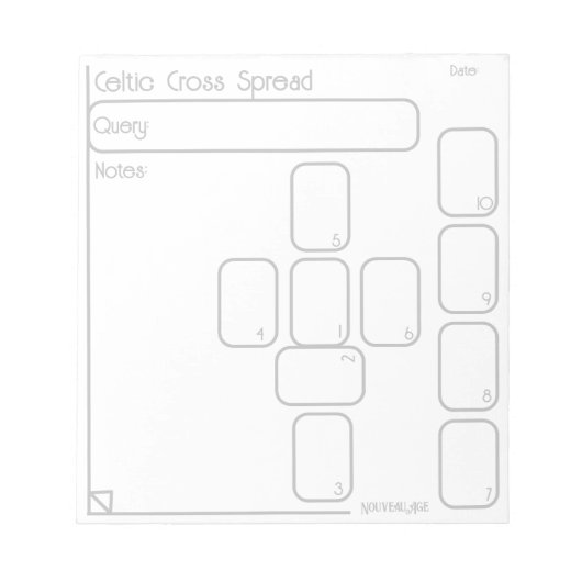 Celtic Cross Tarot Spread (mittel, einfach) Notepa Notizblock (Vorderseite)