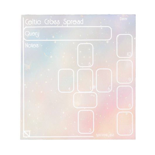 Celtic Cross Tarot Spread (mittel, pastel) Notepad Notizblock (Vorderseite)