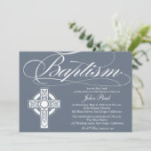 Celtic Cross-Taufe Einladung für Jungen (Stehend Vorderseite)