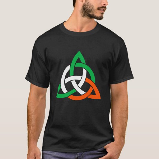 Celtic Cross Trinity Knot Triquetra Irish Flag Poc T-Shirt (Vorderseite)