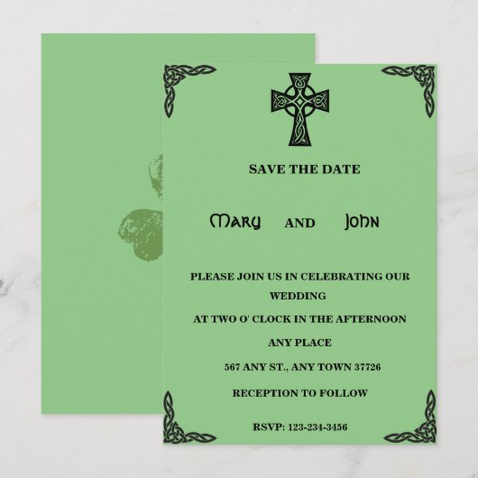 Celtic Cross Wedding Einladung (Vorne/Hinten)