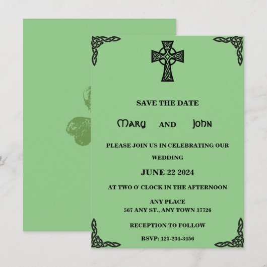 Celtic Cross Wedding Einladung (Vorne/Hinten)