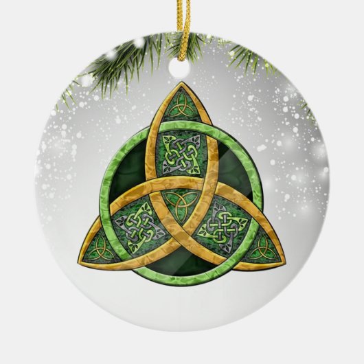 Celtic Cross Wiccan Pagan Witchcraft Green Keramik Ornament (Vorne)