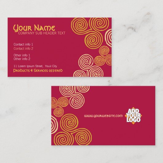 Celtic Curl Swirl Business Card Visitenkarte (Vorne/Hinten)