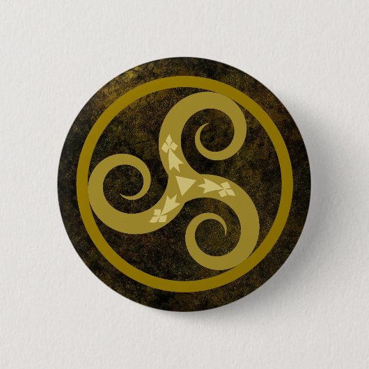 Celtic Decorative Gold Triskele Symbol Button (Vorderseite)